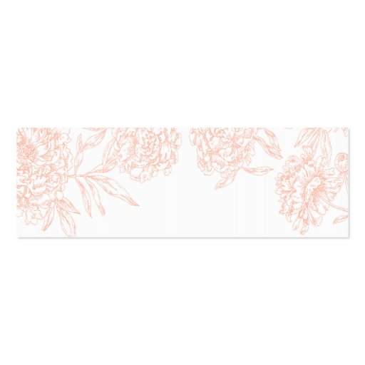 Coral White Vintage Floral Wedding Favor Tags Business Card Template (back side)