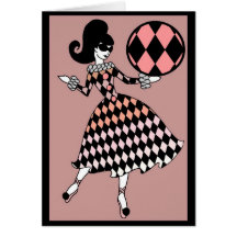 Coral y color de malva retros del chica del circo 
