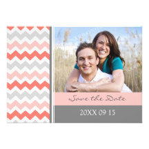 Coral Yellow Photo Wedding Save the Date Card