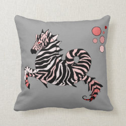 Coral Zebra Seahorse Throw Pillow