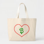 Corazón con monograma rojo moldeado bolsa de mano