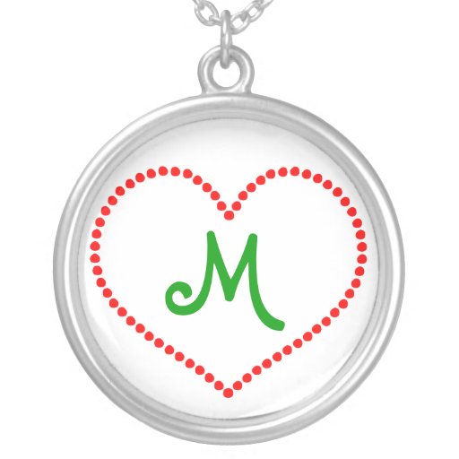 Corazón con monograma rojo moldeado colgantes