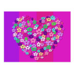 Corazón de flores tarjeta postal