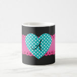 Corazón del lunar del monograma taza