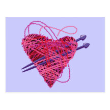 corazón kniting tarjetas postales