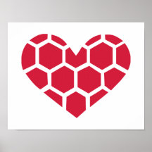 Corazón rojo del balonmano posters