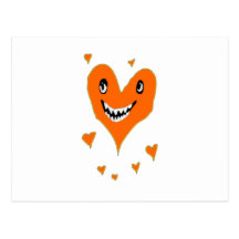 Corazón sonriente anaranjado de Halloween Tarjetas Postales