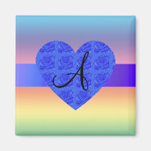 Corazón subió monograma del arco iris imanes  