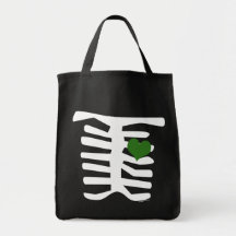 Corazón verde esquelético bolsa de mano