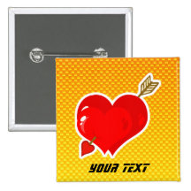Corazón y flecha amarillo-naranja del Cupid Pins