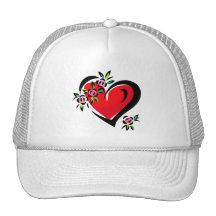 corazón y flores gorra