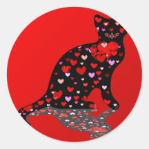 corazones del amor del gato para los pegatinas de 