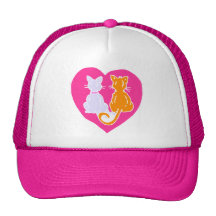 Corazones del gatito gorra
