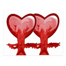 Corazones rojos postales