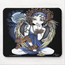 "Cordelia" Gothic Moon Oil Bird Angel Art Mousepad by mykajelina "Cordelia" Gothic Moon Oil Bird Angel Art Mousepad