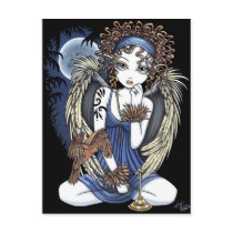 gothic, angel, fantasy, full, moon, fairy, card, greeting, art, myka, jelina, faerie, fae, faery, fairies, oil, bird, birds, tattoo, cute, wings, angels, Postcard with custom graphic design