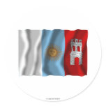 Córdoba waving flag round sticker