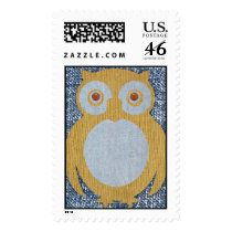 Corduroy Owl on Denim postage