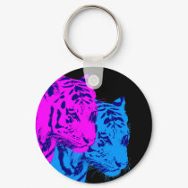 COREY TIGER 1980s DOUBLE TIGERS PINK BLUE RADICAL keychains by COREYTIGER COREY TIGER 1980s DOUBLE TIGERS PINK BLUE RADICAL keychains