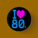 COREY TIGER 1980s RETRO I HEART 80's LOVE buttons by COREYTIGER COREY TIGER 1980s RETRO I HEART 80's LOVE buttons