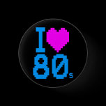 COREY TIGER 1980s RETRO I HEART 80's LOVE Button