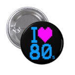 COREY TIGER 1980s RETRO I HEART 80's LOVE Button