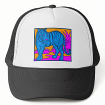 COREY TIGER 1980's RETRO JUNGLE TIGER BLUE hats by COREYTIGER COREY TIGER 1980's RETRO JUNGLE TIGER BLUE hats
