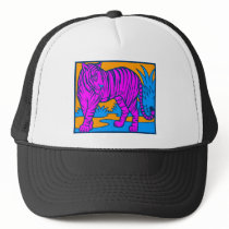 COREY TIGER 1980's RETRO JUNGLE TIGER PINK hats by COREYTIGER COREY TIGER 1980's RETRO JUNGLE TIGER PINK hats