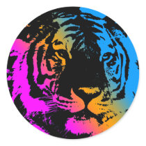 COREY TIGER 1980's RETRO TIGER FACE MULTI COLOURS stickers