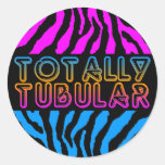 Corey Tiger 1980'S Retro Totally Tubular Stripes Round Stickers