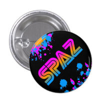 COREY TIGER 1980s SPAZ SPLATTER PIN BUTTON