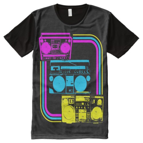 Corey Tiger 80s Retro Boombox Radio All-Over Print T-shirt