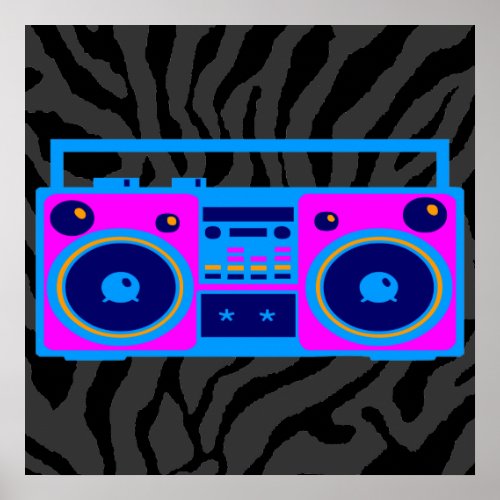 Corey Tiger 80s Retro Boombox Radio Poster