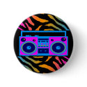 COREY TIGER 80s RETRO BOOMBOX TIGER STRIPES buttons