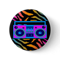 COREY TIGER 80s RETRO BOOMBOX TIGER STRIPES buttons by COREYTIGER COREY TIGER 80s RETRO BOOMBOX TIGER STRIPES buttons
