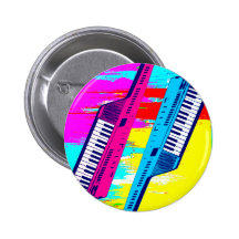 Corey Tiger 80's Retro Keytar Paint Drip Button