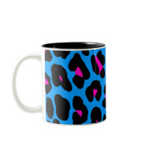 COREY TIGER 80's RETRO NEON LEOPARD BLUE PINK mugs