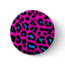 COREY TIGER 80's RETRO NEON LEOPARD PINK BLUE buttons