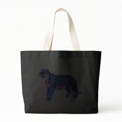 COREY TIGER 80s RETRO NEON TIGER TOTE Tote Bags by COREYTIGER