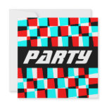 Corey Tiger 80s Retro Optical Illusion Personalized Invite