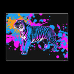 Corey Tiger '80s Retro Paint Splatter Tiger Post Card