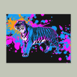 Corey Tiger '80s Retro Paint Splatter Tiger Post Card