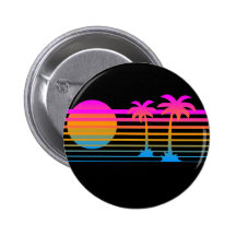 COREY TIGER 80s RETRO PALM TREES TROPICAL SUNSET Pins