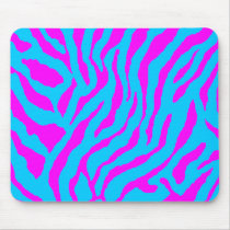 COREY TIGER 80's RETRO PINK BLUE STRIPES mousepads