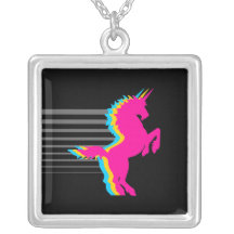 Corey Tiger 80s Retro Pink Unicorn Necklace