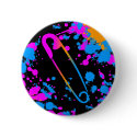 COREY TIGER 80s RETRO PUNK SAFETY PIN SPLATTER buttons