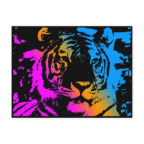 COREY TIGER '80s RETRO PYSCHEDELIC TIGER FACE postcards