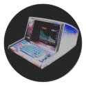 COREY TIGER 80s RETRO VINTAGE COMPUTER Round Stickers