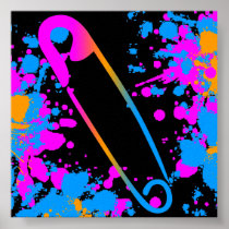 Corey Tiger 80s Safety Pin Paint Splatter Posters