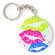 Corey Tiger 80s Vintage Lips & Stars Kisses Key Chain